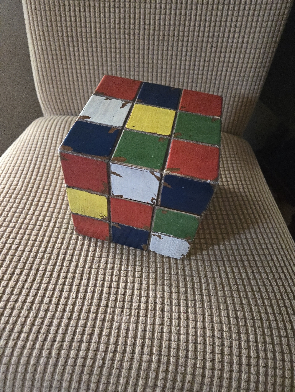 Rubik's Cube  Inspired Rustic Wooden Storage Box